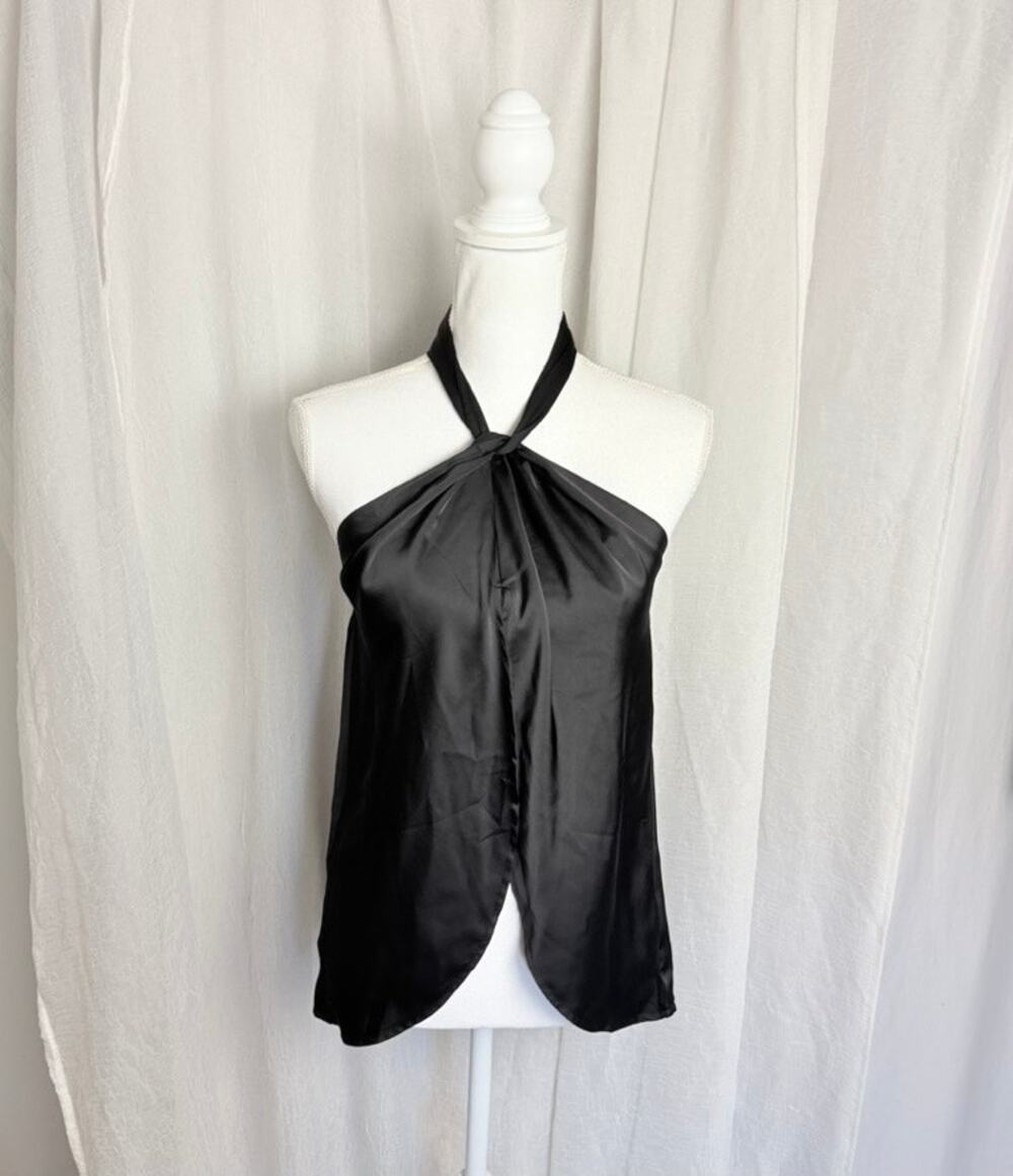 Superdown Samantha Halter Top Black Satin S